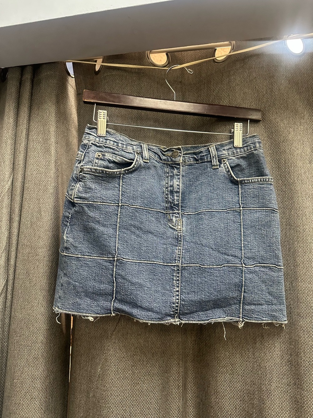 Denim Patchwork Mini Skirt - Blue